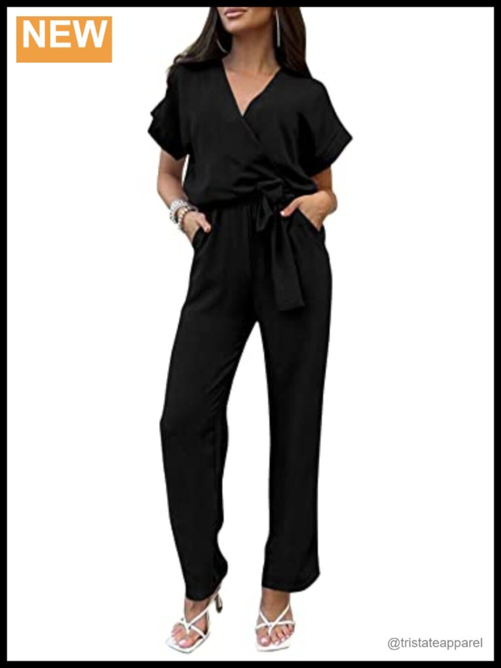 PRETTYGARDEN Women's One Piece Jumpsuit Short Sleeve Belted Wide Leg